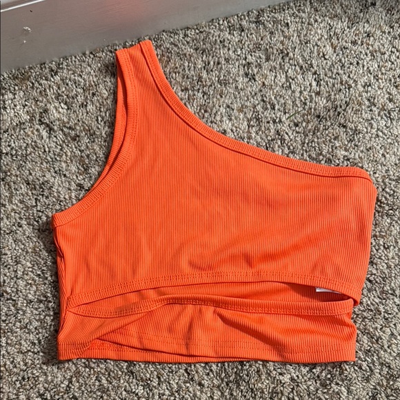 Orange One-Shoulder Ribbed Top - Picture 1 of 1
